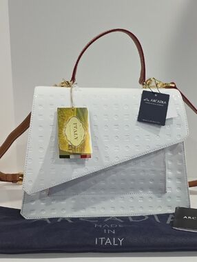 NWT ✅ Arcadia 'SABRINA' Asymmetrical Flap Front Pocket Patent Leather  #1549